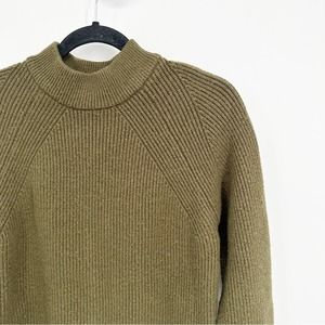 Mango Olive Green Ribbed Crew Neck Sweater